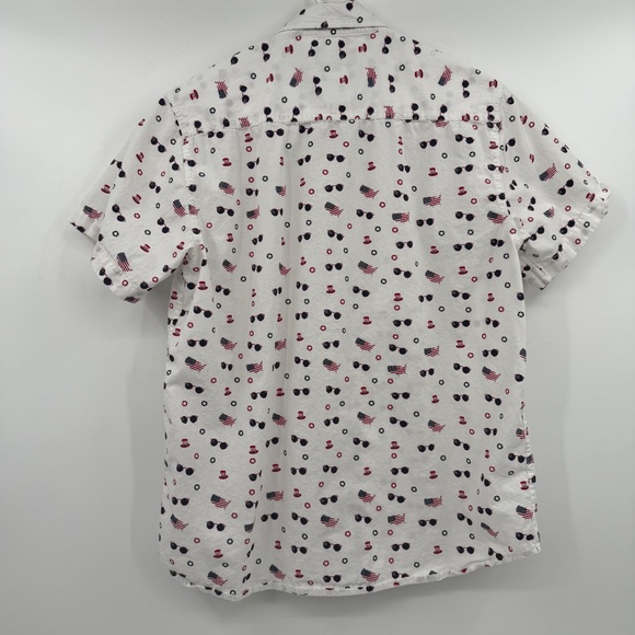 Eighty Eight Platinum Shirt Men Medium White Button Up Short Sleeve 4th July USA - Picture 5 of 10